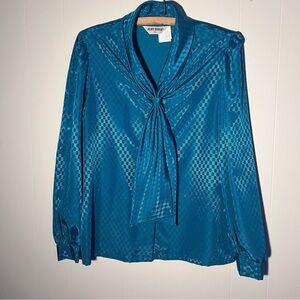 Vintage Women’s Teal Judy Bond Blouse Size 10